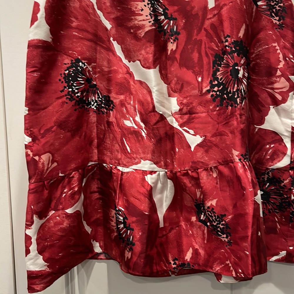 Ann Taylor silk skirt red/pink/cream size 18 NWT - Picture 2 of 8